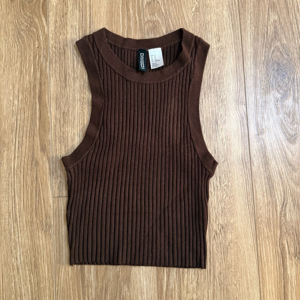 H&M Brown Ribbed Tank Top